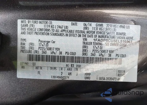 2014 Ford C-Max Energi Sel из США, поврежденный, VIN 1FADP5CU5EL516567